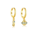 Orecchini pendenti asimmetrici a forma di razzo e pianeta in argento S925 con zircone - Argento 925 / Stile Razzo Pianeta Oro (MME658-2)