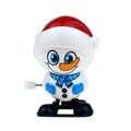 Wind-up Christmas snowman toy in white with red hat and blue scarf plastic figurine - 4 Christmas Q Version Shaking Head Snowmen