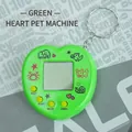 Green heart-shaped virtual pet game console with silver metal keychain and yellow buttons - Heart Shape/Candy Green
