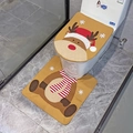 2-piece Christmas toilet seat cover and floor mat set with ginger reindeer design - Reindeer Style