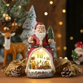 Detail van de kerstman muziekdoos met LED-scène en feestelijk vakmanschap van hars - Kerstman Trein Stijl