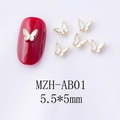 Detalle de dijes para uñas de mariposa de 5,5x5mm con borde dorado y relleno blanco - Estilo De Mariposa Pequeña Con Borde Dorado Blanco (AB01)