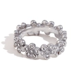 Polished flower eternity ring in 18K gold-plated stainless steel with sparkling crystals - Flower Zircon Micro-inlaid Daisy Steel Size 6