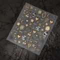 Gold and black 5D embossed nail art stickers with vintage heart and star patterns - Dark Fluid Heart Lava Gold (CO-423 Gold Stamping)