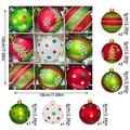 Set di 9 palline di Natale da 6cm in rosso, verde e bianco con motivi glitter - Stile Elfo Grinch