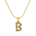 Gold stainless steel necklace featuring a crystal-encrusted letter B pendant charm - Gold Letter B (S-P148-B)