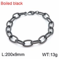 Pulsera de cadena de acero de titanio con acabado negro, ancho 9mm para hombres - Negro