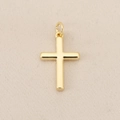 Detailed close-up of a polished 18K gold-plated copper cross pendant for DIY jewelry - Crescent Moon Star / 2*1.1cm / Gold