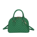 Elegant green chevron-quilted shell handbag with gold hardware and shoulder strap - Green