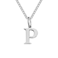 Polished stainless steel necklace featuring a minimalist silver-tone letter P pendant - Letter P / Steel Color