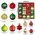 Set of 44 Christmas ball ornaments in red, green and gold with gift box packaging - Red Green and Gold