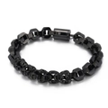 Bracciale da uomo in acciaio inossidabile nero con maglie poligonali e teschi - Nero