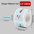 Rouleau stickers de Noël bonhomme de neige bleus pour sceller cartes et cadeaux 120 pièces - LY-1023 (Bonhomme de Neige Bleu Clair)