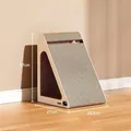Large triangular corrugated cardboard cat scratcher in matte white finish with kitty logo - 23.5*36*37cm / Miya White - Large
