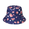Dark blue sun hat with pink peach prints and white flowers for women in summer fashion - Peach Print (11)