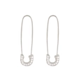 Orecchini a forma di spilla da balia in argento S925 con pavé di pietre di zircone - Oro Bianco