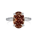 Elegant S925 sterling silver ring with oval-cut brown cubic zirconia in four-prong setting - Size 5 / White Gold Style-August (Brown)