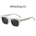 Occhiali da sole polarizzati quadrati in bianco solido con lenti grigie C5 - Taglia unica / Bianco Solido/Grigio C5