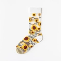 Sheer glass fiber socks featuring yellow sunflower patterns with white ribbed cuffs - One Size / Sunflower