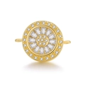 Pendentif rond doré avec zircons incrustés et connecteurs pour bijoux DIY - Soleil rond doré (L0046-D)