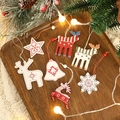 Handcrafted Christmas wooden ornaments set featuring reindeer and snowflake shapes - Type G White Wooden Ornament Set