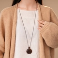 Minimalist vintage dark brown wood waterdrop pendant necklace with black cord - 26# Necklace Coffee Teardrop Wood