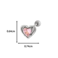 Silberner Edelstahl-Piercingstecker Herz mit rosa Zirkon und 0,64x0,74 cm Größe - Herz Rosa Zirkon Stil (4#) / Silber