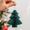 Mini dark green honeycomb paper Christmas tree ornament for festive home decor 15cm - Green / 15CM