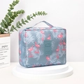 Gray travel toiletry bag with pink flamingo print and waterproof zipper closure - 21*8*17cm / Flamingo (Grey)