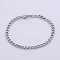 Silver stainless steel Figaro Cuban link chain bracelet with a secure lobster clasp - NK Cuban Link / 3mm Width / 18cm Length