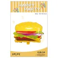Hamburger shaped foil balloon for party decor with hanging card packaging 54x49.5cm - Hamburger