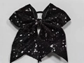 Nœud papillon à paillettes noires fait main avec élastique pour filles - Noir