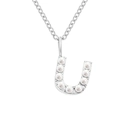 Collana in acciaio inossidabile argento con pendente iniziale U e perle da donna - U-Argento