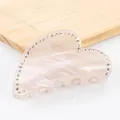 Pince à cheveux coeur rose avec texture marbrée et bordure en strass étincelants - Rose Fumé