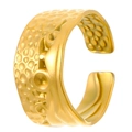 Adjustable open ring in 18K gold finish with vintage hammered texture design - Wave Hammered Style (2876)