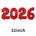 Red 32-inch 2026 number aluminum foil balloon set for New Year party decoration - 32 inch / Red
