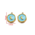 Golden moon charm with blue enamel in 16mm x 13mm for DIY jewelry making - Type E Blue Moon