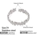 Silver wavy star-shaped stainless steel ring with hollow pentagram design and 7# size - Size 7 / Star Hollow Style (Y166)-Silver