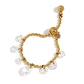 Anillo de cuentas ajustable chapado en oro de 18K con varios colgantes de cristal - Anillo de cadena de cuentas ajustable con colgantes - Dorado