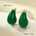 Dettaglio orecchini a goccia verdi con indicazioni delle misure 3,1 cm x 1,8 cm - Stile a Goccia d'acqua Verde (NMSE-A831-1) / Purezza 18K / Verde Oro