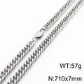 Collier maille gourmette argentée en acier inoxydable 7mm avec fermoir homard - 7mm x 710mm