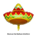 Colorful Sombrero Mexican hat foil balloon 62x64cm for themed party decoration - Sombrero Hat 62x64cm