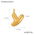 Polished gold bubble letter Y pendant necklace in copper, 1.9cm height size detail - Letter Y (D79-Y)