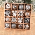 16-pack champagne gold and silver Christmas ornaments set with star and patterned balls - Silver Gray 42PCS Gift Box Set