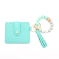 Portachiavi a bracciale con perle di silicone verde menta e portafoglio in pelle PU - Verde Menta