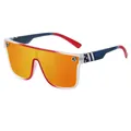 Classic American flag style sports sunglasses with orange mirrored lenses and UV400 shield - E2 Transparent Frame / Orange Mirror / American Flag