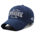 Classic navy blue baseball cap with white 3D embroidery showing Away From and FBQE logo - Adjustable / Navy Blue