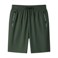 Heren sportshorts van ijszijde, sneldrogend in donkergroen met trekkoord en ritszakken - M / Groen