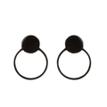 Minimalist black geometric round stainless steel earrings for women in a pair - Geometric Circle / Black