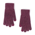 Guantes de punto burdeos para invierno con forro polar y función de pantalla táctil - Talla única / Morado